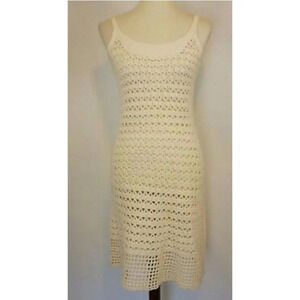 Anthropologie Tabitha Womens Flowy Crochet Knit Midi Dress Cream Ivory Sz XS
